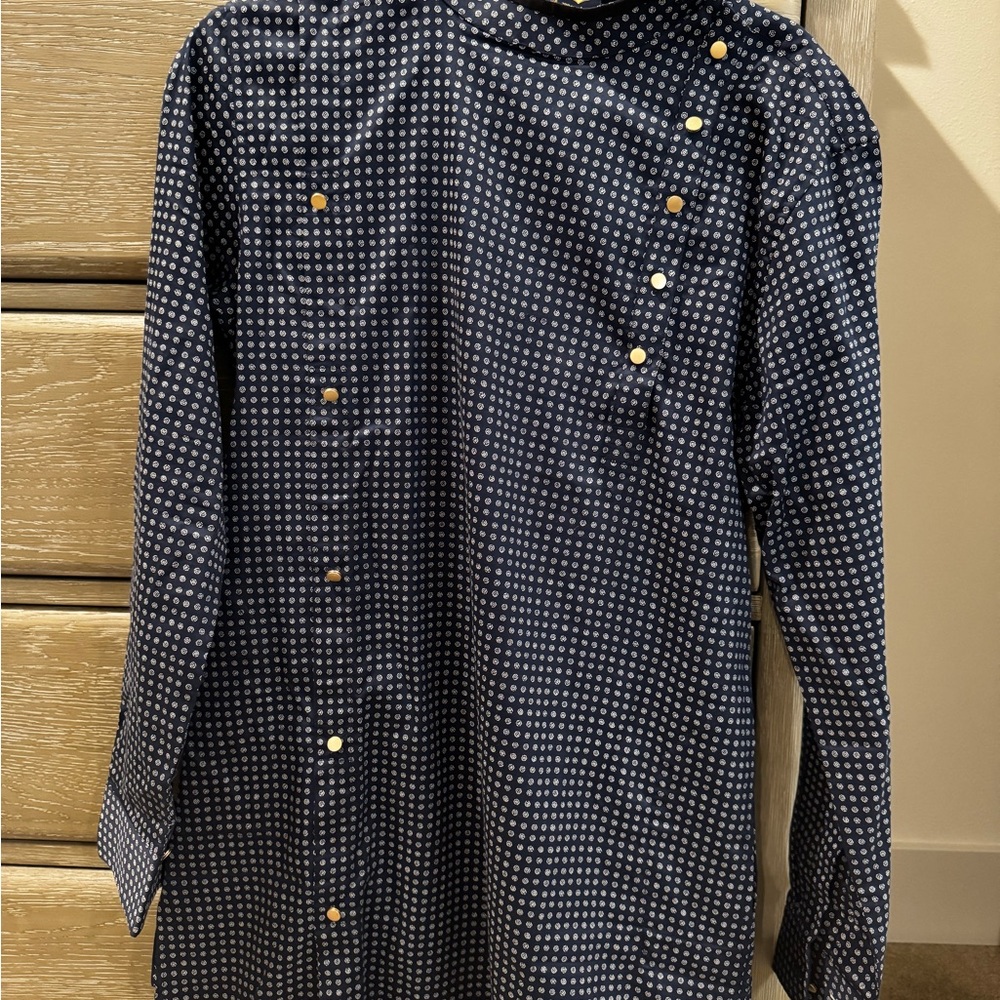 Manyavar brand - Elegant Navy Men's Kurta with Gold Buttons